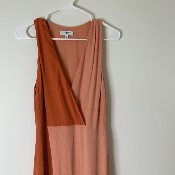 Equipment Femme Galane Two Tone Midi Dress Woman Size 4 Orange Peach - Picture 2 of 9